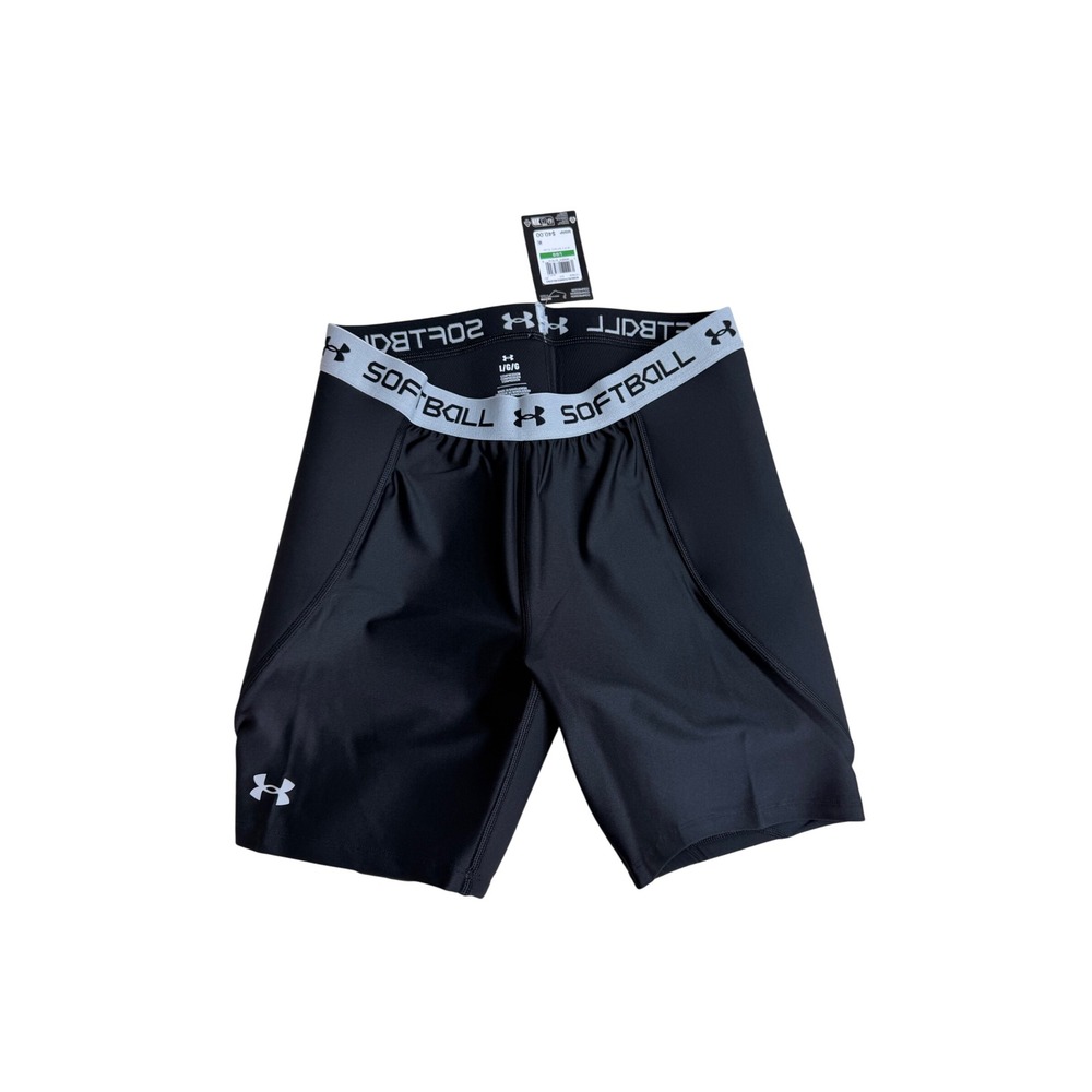 Under Armour Womens Softball Compression Sliding Shorts Black HeatGear Large NWT